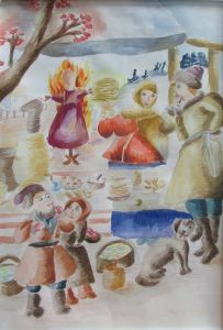 Кислякова Ксения, 14 лет, х. Ольшанка Урюпинского района. Картина Масленичное гулянье